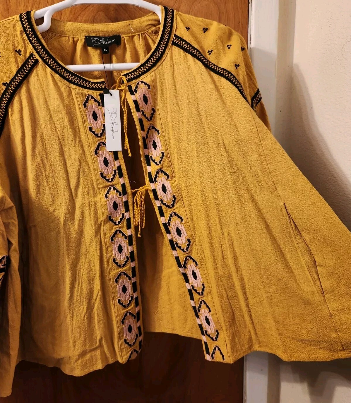 RD & Koko Embroidered Balloon Sleeve Jacket Peasant Blouse NWT Size XL