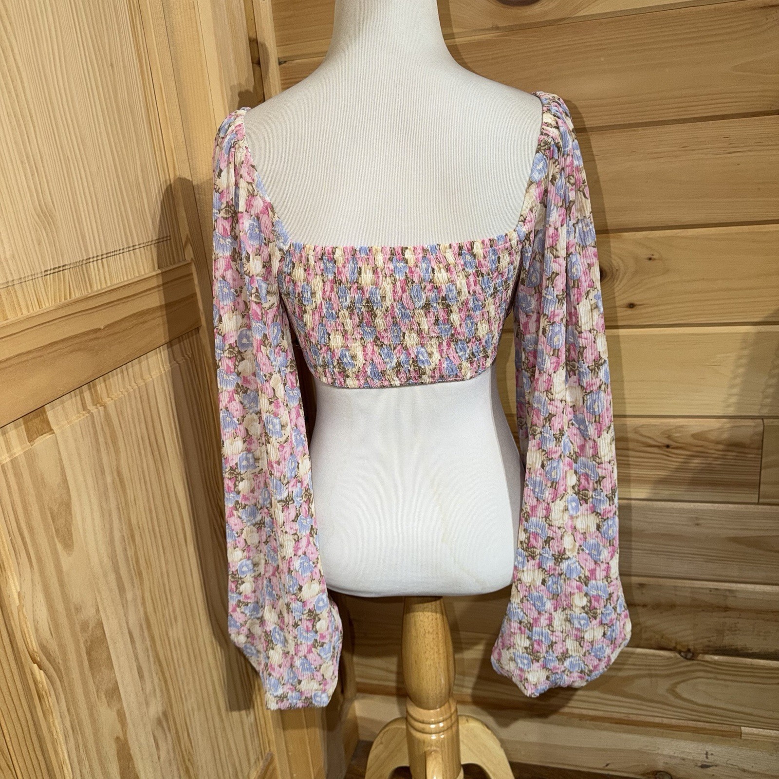 Princess Polly Garden Long Sleeve Top Pink Floral NWT Crop Size 4