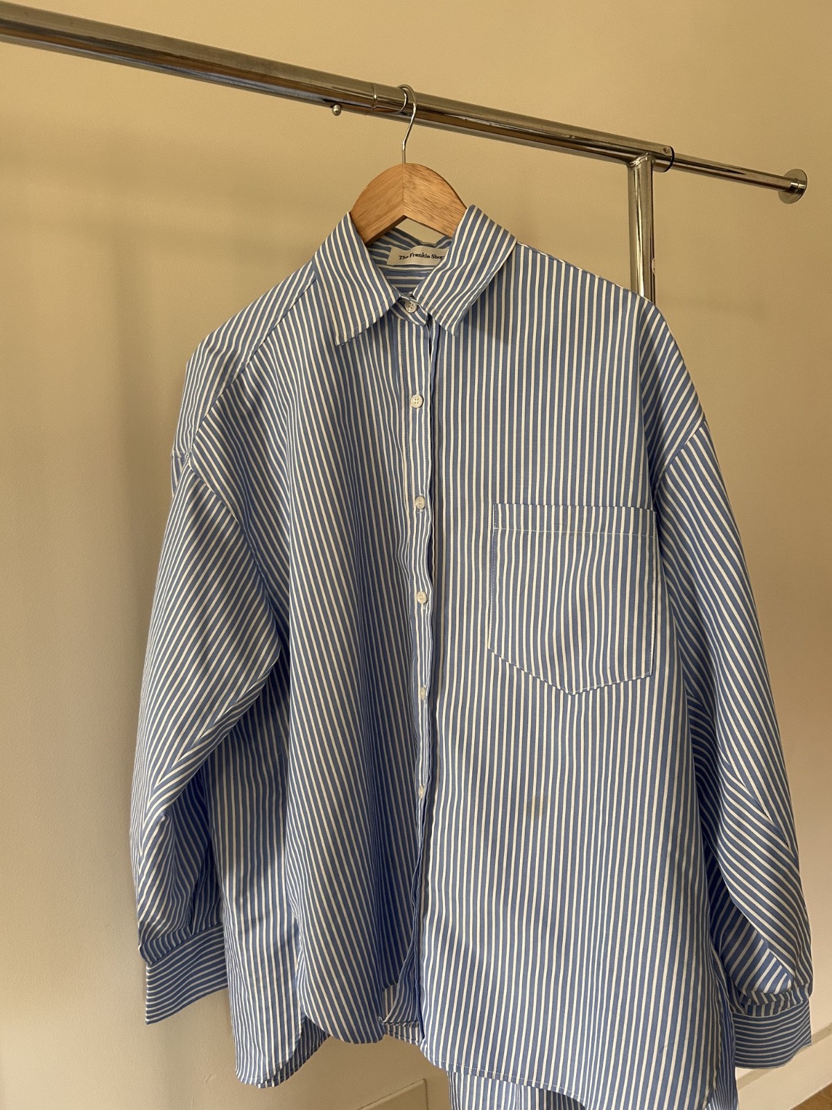 The Frankie Shop Oversized Women’s Blue and White Pinstriped Shirt