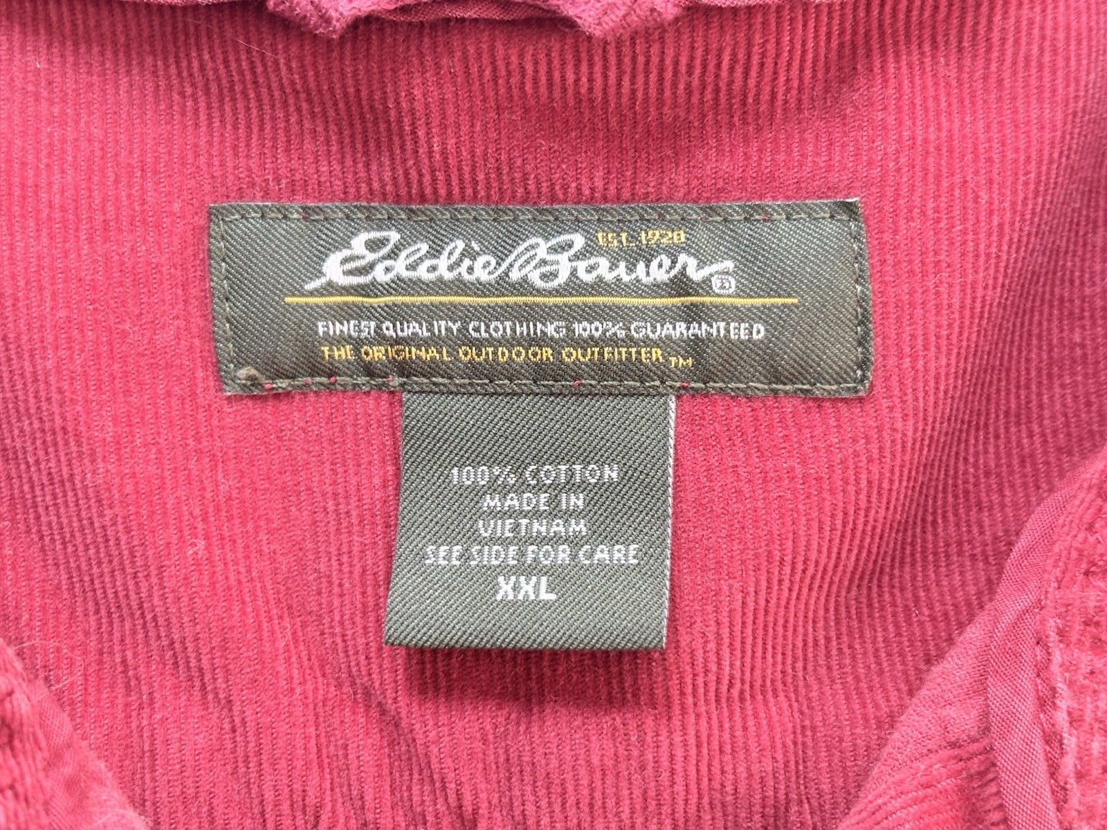 Eddie Bauer Women’s Corduroy Blouse Sz XXL Cranberry Red Casual Comfort Classic
