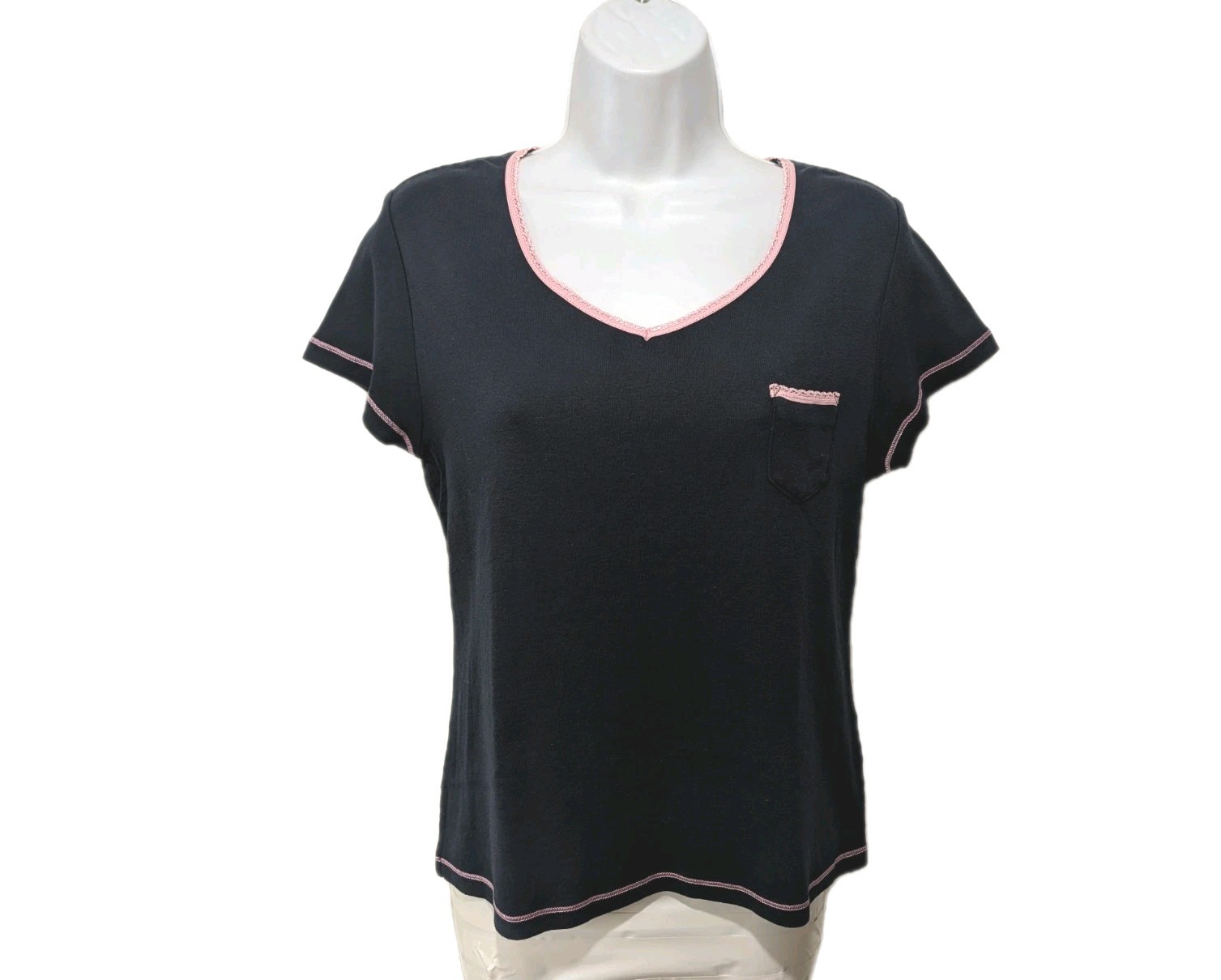 Axcess Lace Trim Babydoll Pocket Tee Womens S 90s Y2K Grunge Feminine #8800
