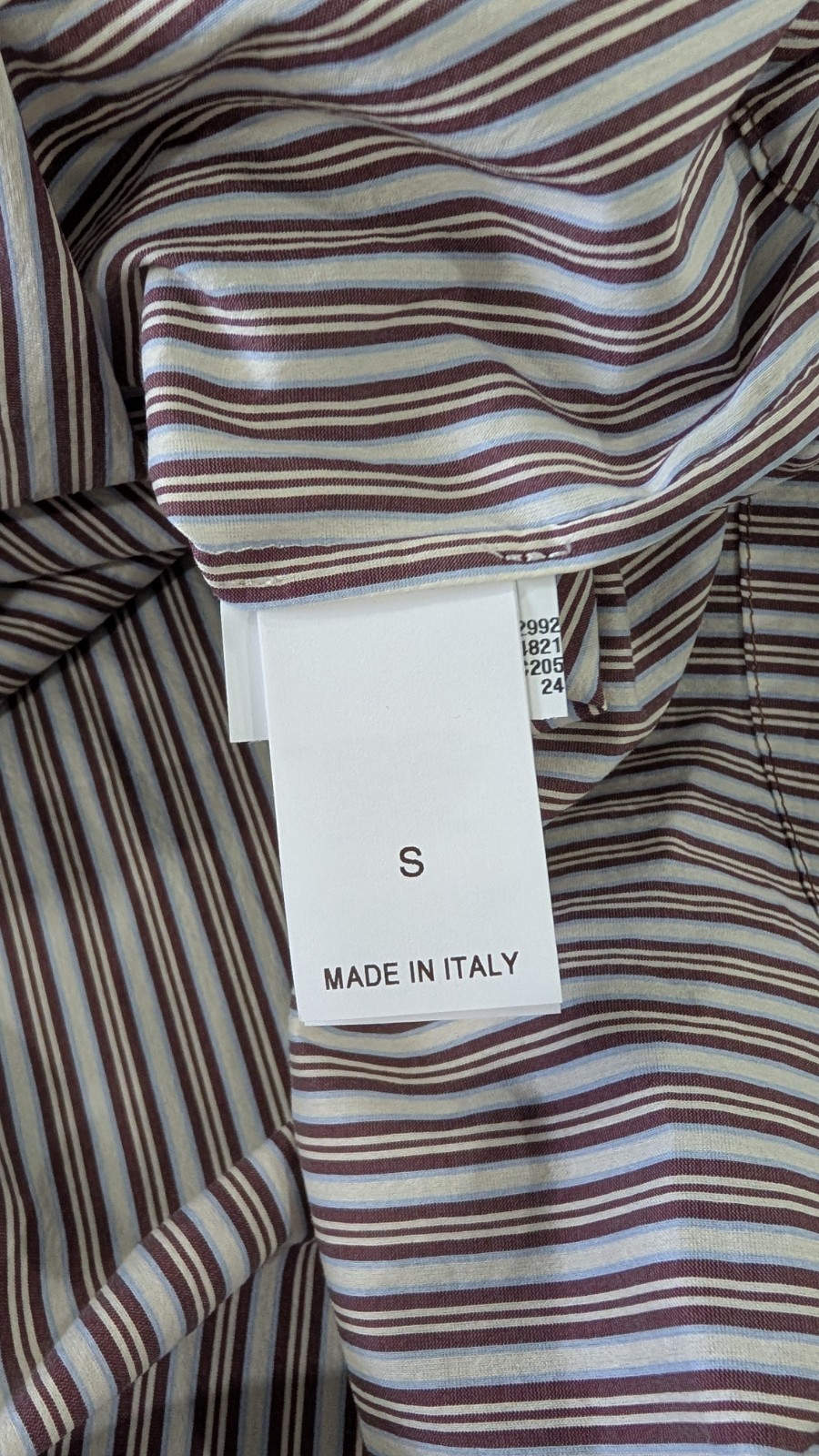 Brunello Cucinelli Striped Silk Cotton Crop Blouse Shirt S White Bordeaux NWT
