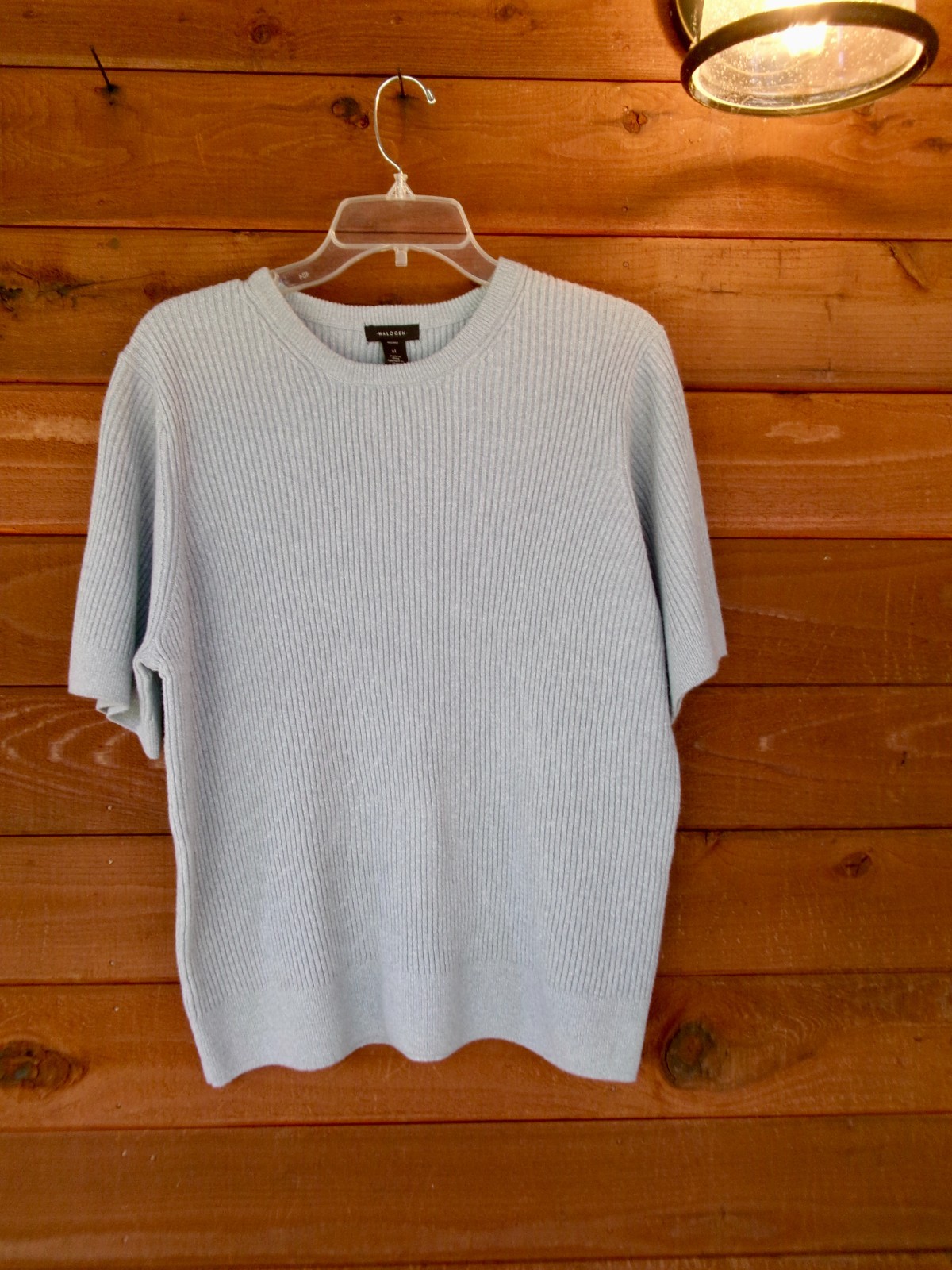 Summer sweater lightweight gray ribbed short sleeve soft fabric Nordstroms NWT