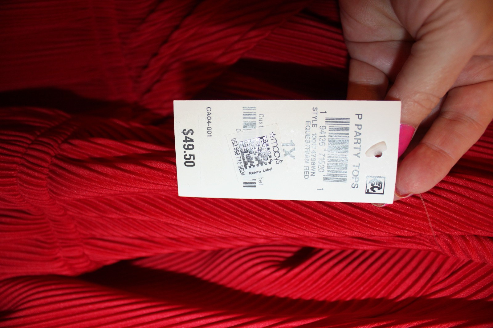 Woman’s 1 x Plus red bouse Macy’s ,Dressy Red Blouse, Macy’s Brand “On 34th”