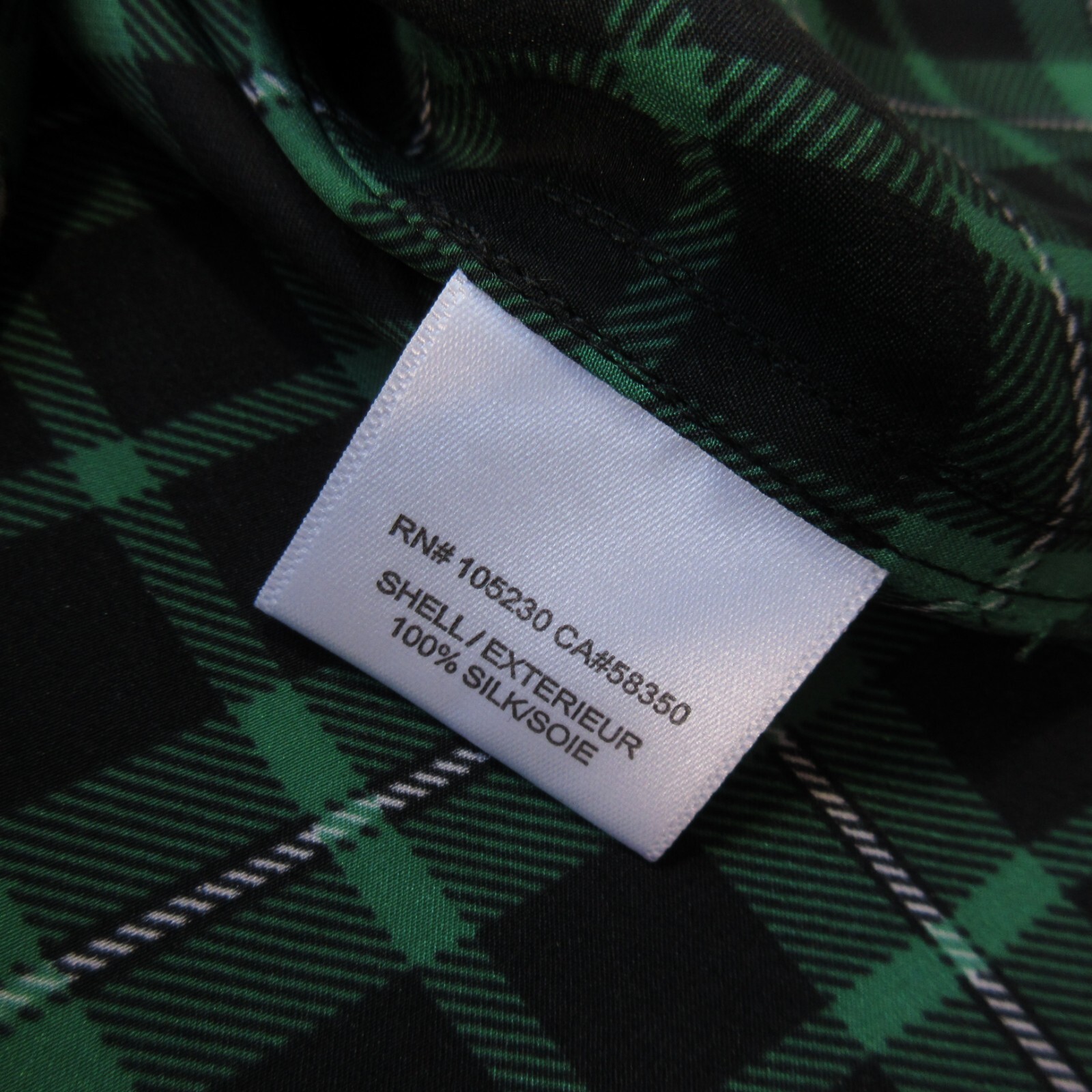 NWT Equipment Essential Tie Neck in Emerald Envy Plaid Silk Button Down Shirt S