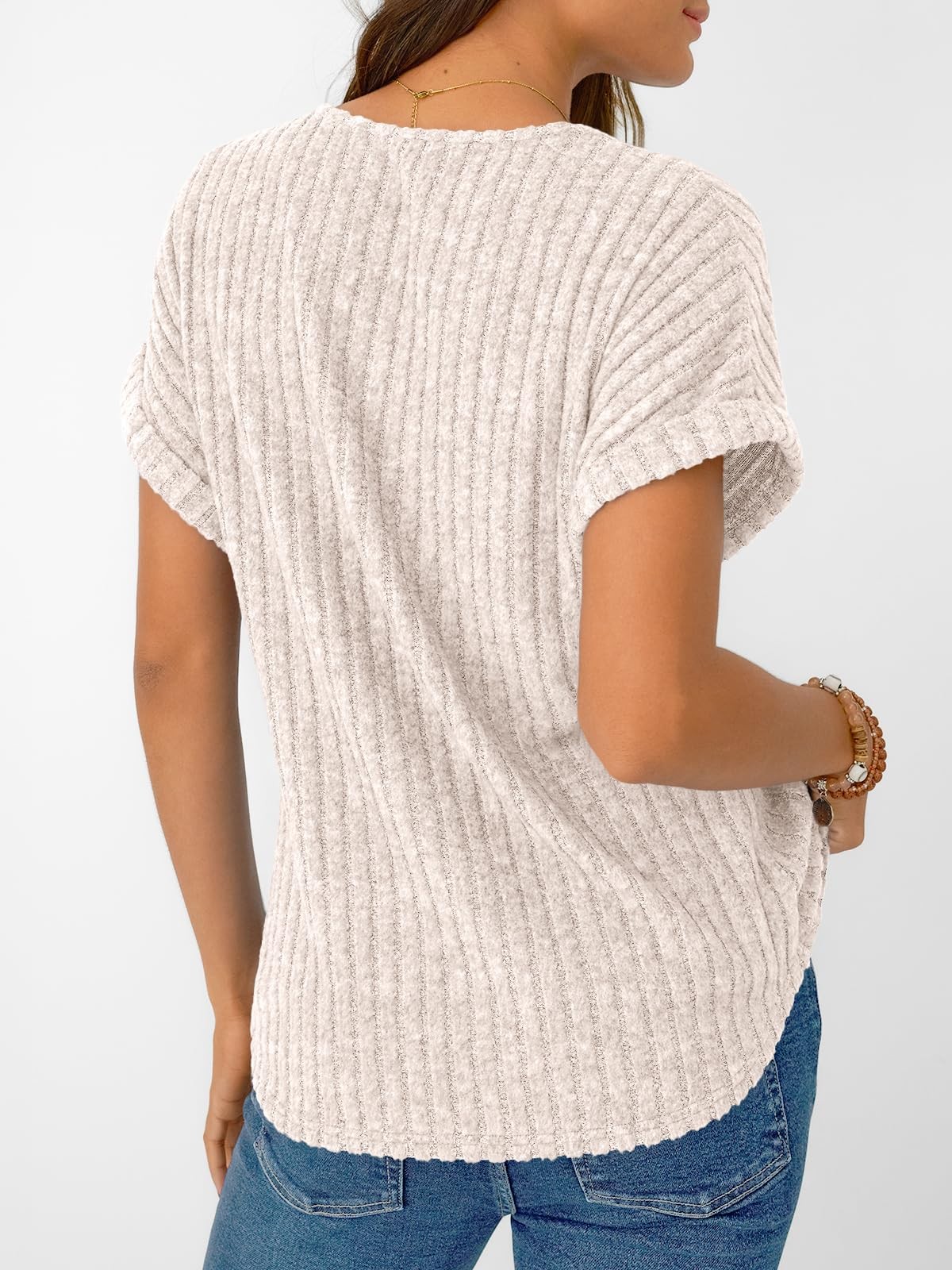 Womens Spring Tops 2026 Summer Dressy Casual Blouses Short Sleeve Cute V Neck…