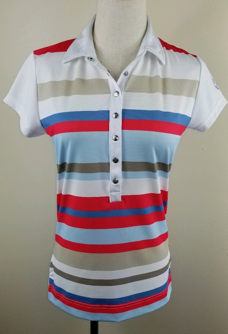 DAILY SPORTS Golf Polo Shirt, Womens Size S, Multi, Short Sleeves, Stretch, NEW