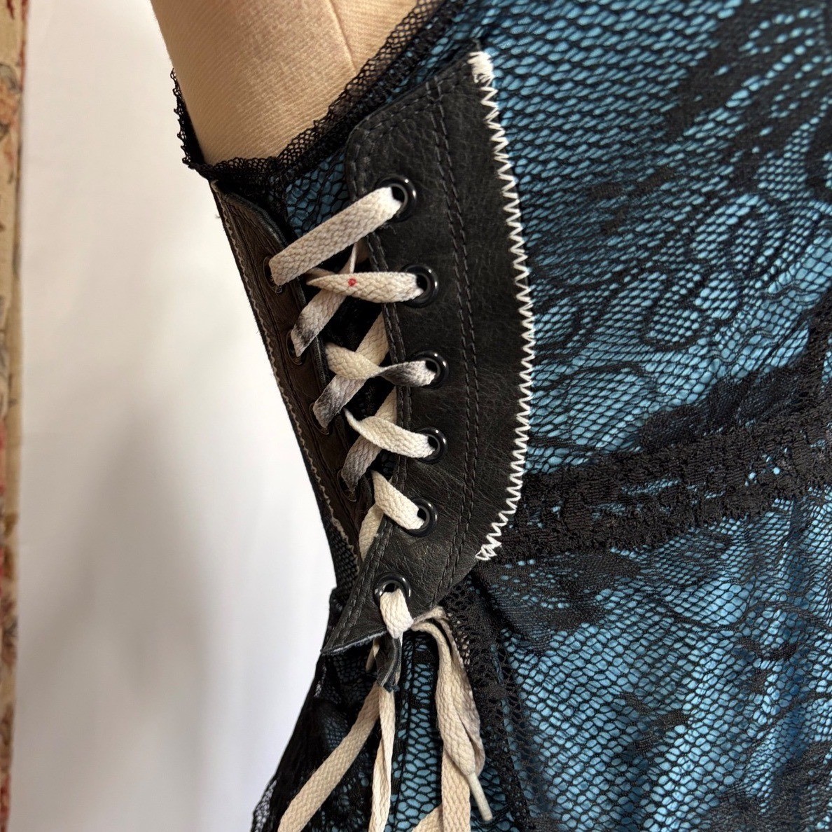 Dead Kennedys Custom Black and teal tank top with lace and grunge detailing