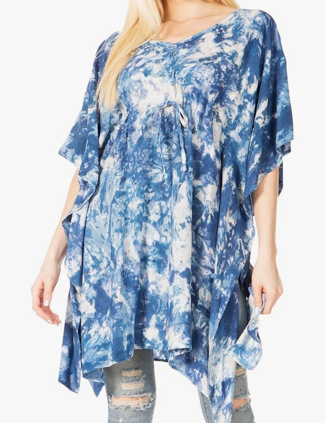 Womens Caftan Top Tunic Dress V Neck Loose Summer Boho Swing Coverup