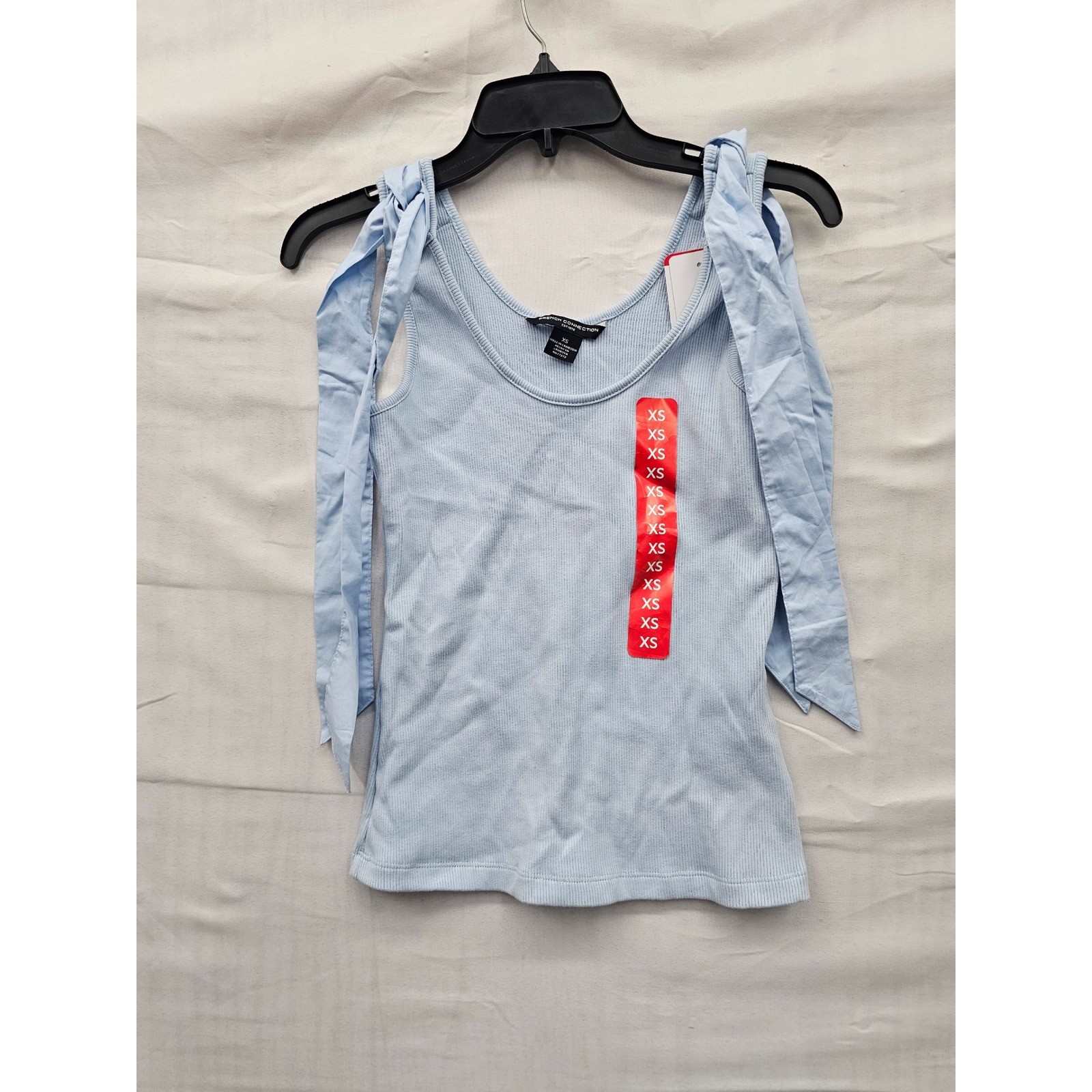 French Connection Womens Bow Tank Top Blue Cotton Blend Casual Size XS