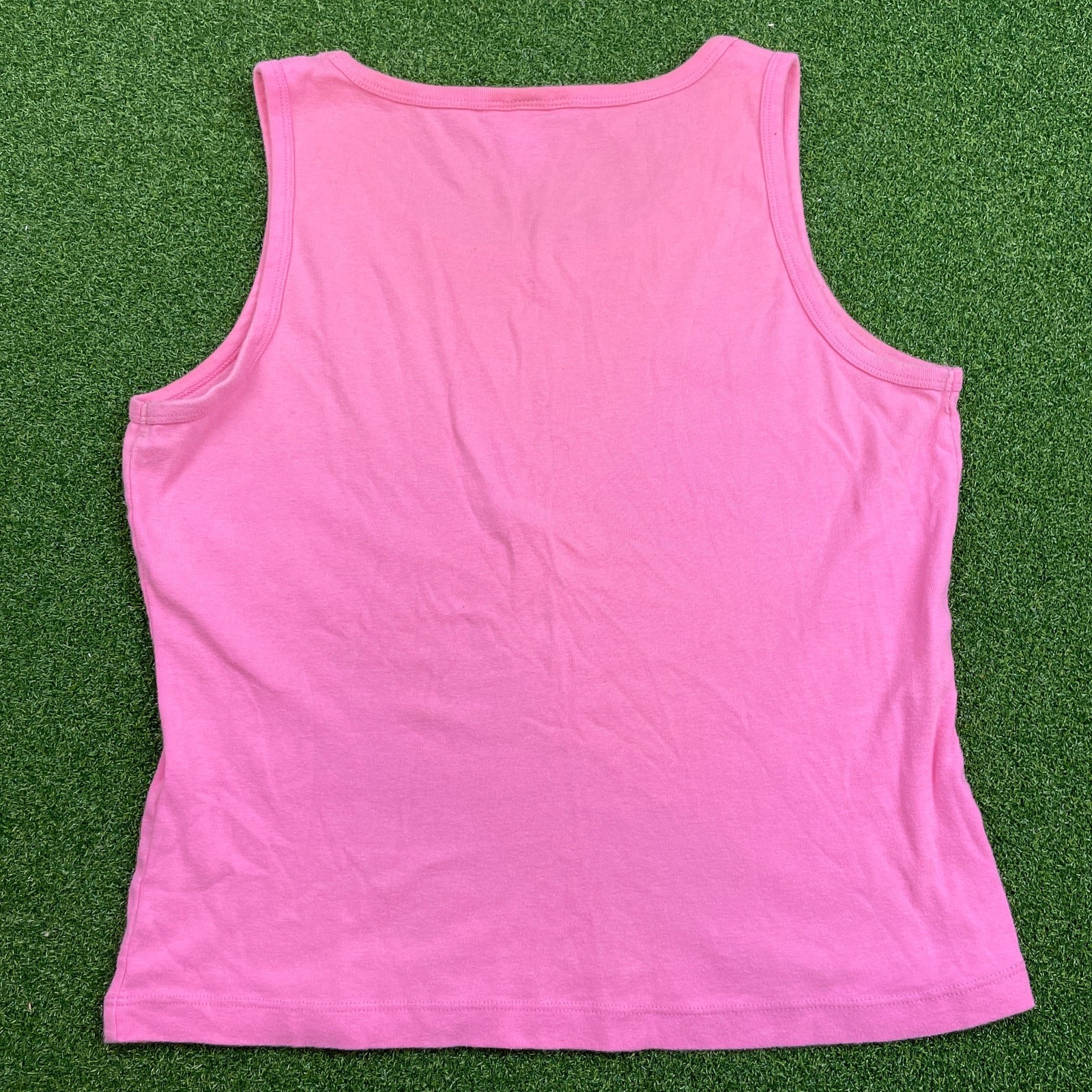 Vintage Y2K Moda International Pink USA Soft Knit Tank Top Sz XL