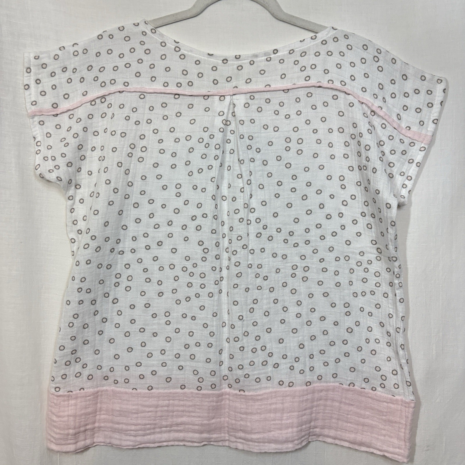 Cotton Gauze Blouse Tunic Top White Brown Pink Resort Beach Vacation Sun
