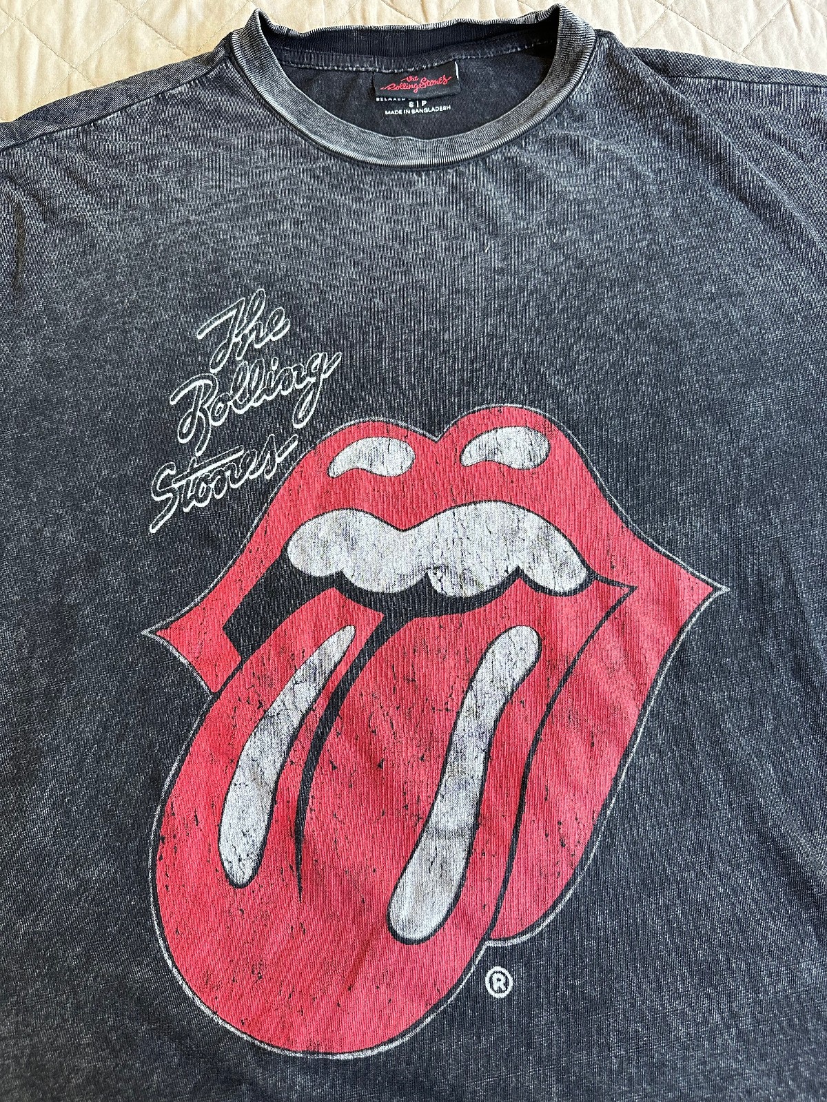 The Rolling Stones Shirt Women size S Gray Logo Rock Band Music