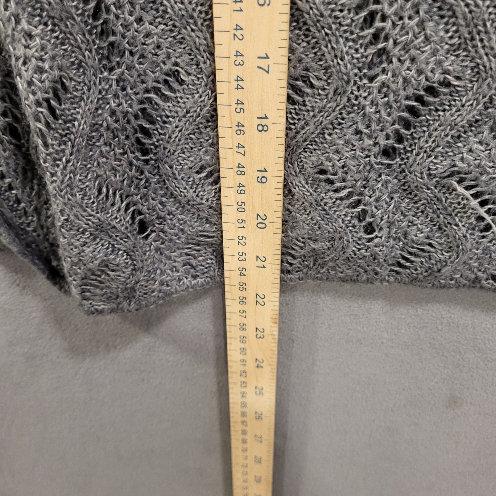 Open Knit Oversized Crochet Top Gray Dolman Short Sleeve Casual Office Classic