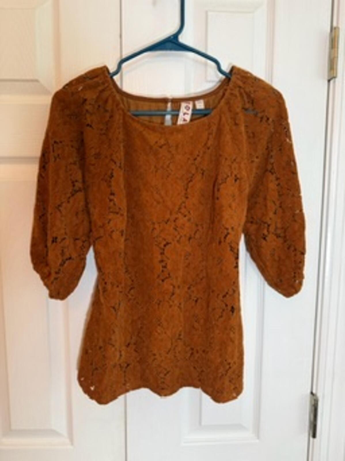 Dolan Left Coast Collection Women’s Lace Peplum Blouse Brown