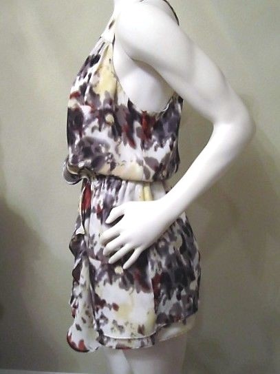 PARKER 100% SILK MULTICOLOR PRINT RACED BACK SLEEVELESS BLOUSE SIZE: S