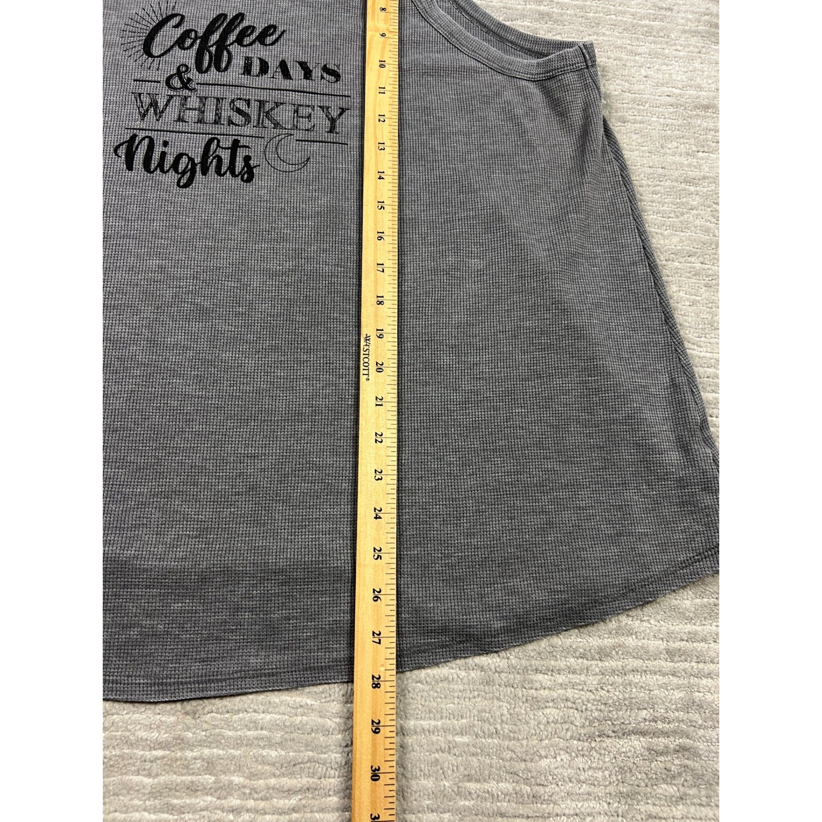 Maurices Tank Top Womens XXL Gray Coffee Days Whiskey Nights Waffle Knit Relaxed