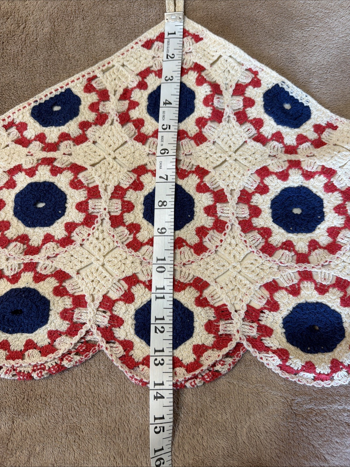 Arizona Crochet Halter Top Medium Red White Blue Boho Festival Americana