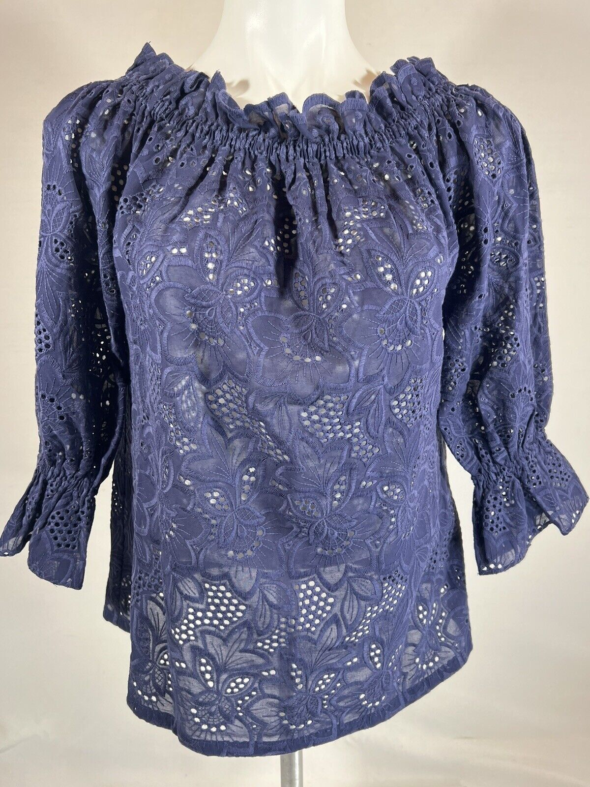 Danielle Fichera Lace Blouse Womens Medium Romantic Boho Ruffle Top