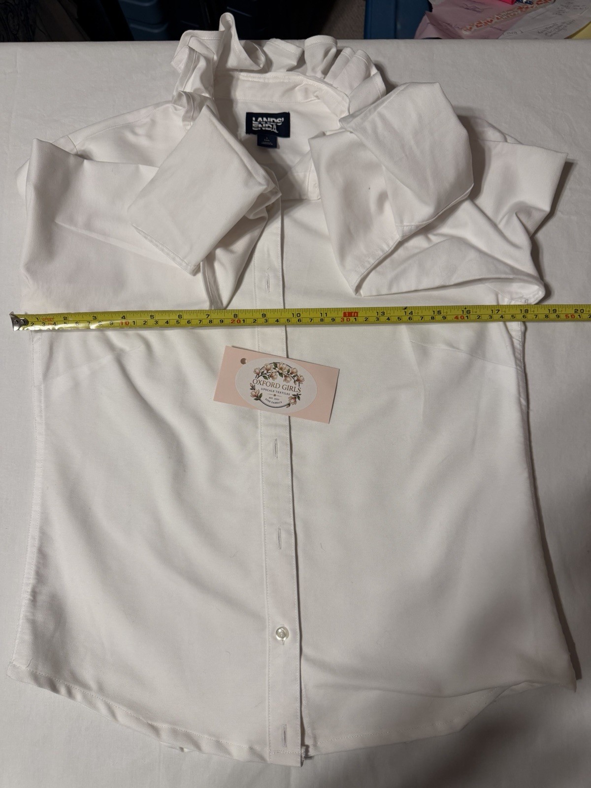 One of a kind cottagecore white ruffled button up shirt Academia Custom Top XS