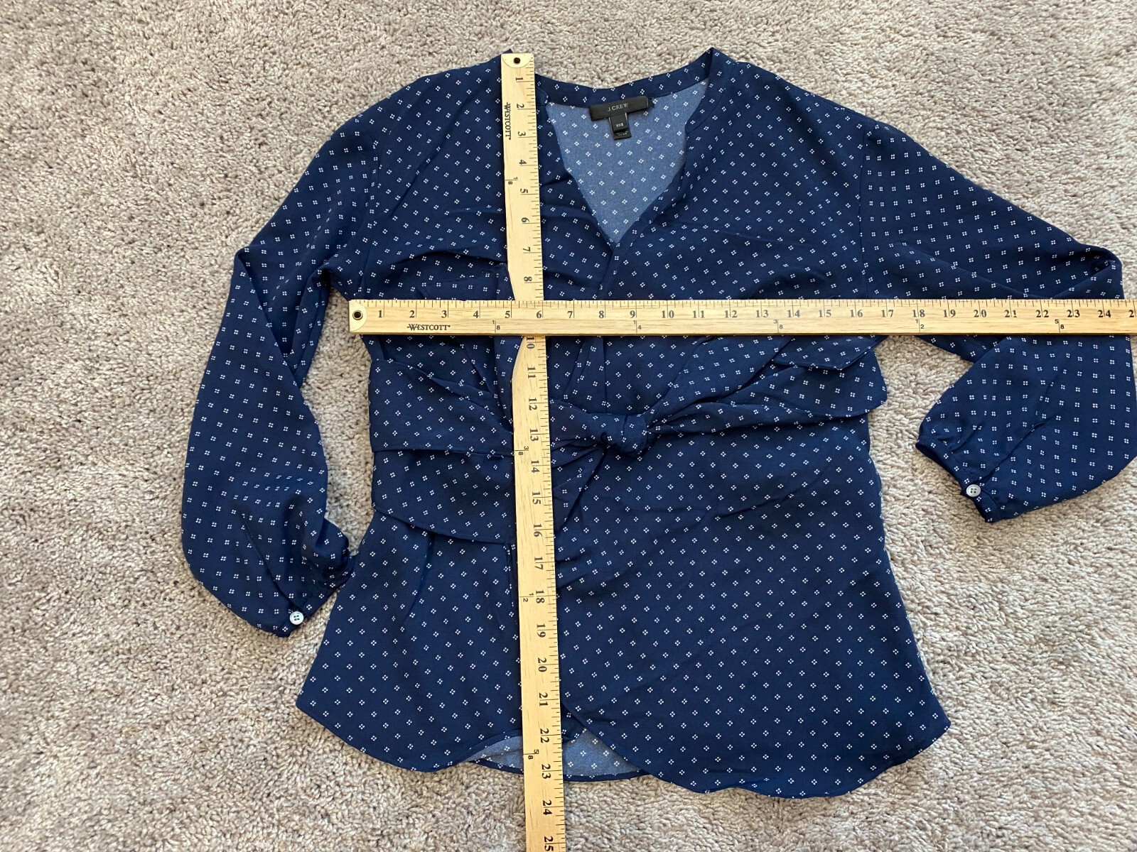J Crew Women’s Blouse XXS 2XS Wrap Top Blue Relaxed Corporate Office Casual