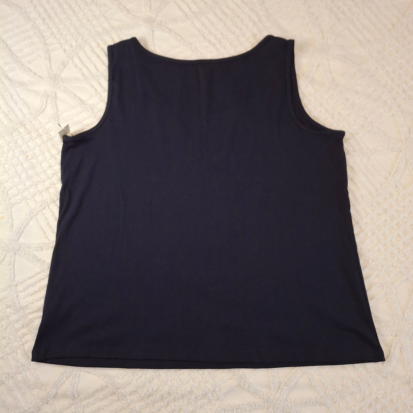 Talbots Woman 2X Cotton Stretch Tank Top Navy Blue Cotton Spandex Sleeveless NWT