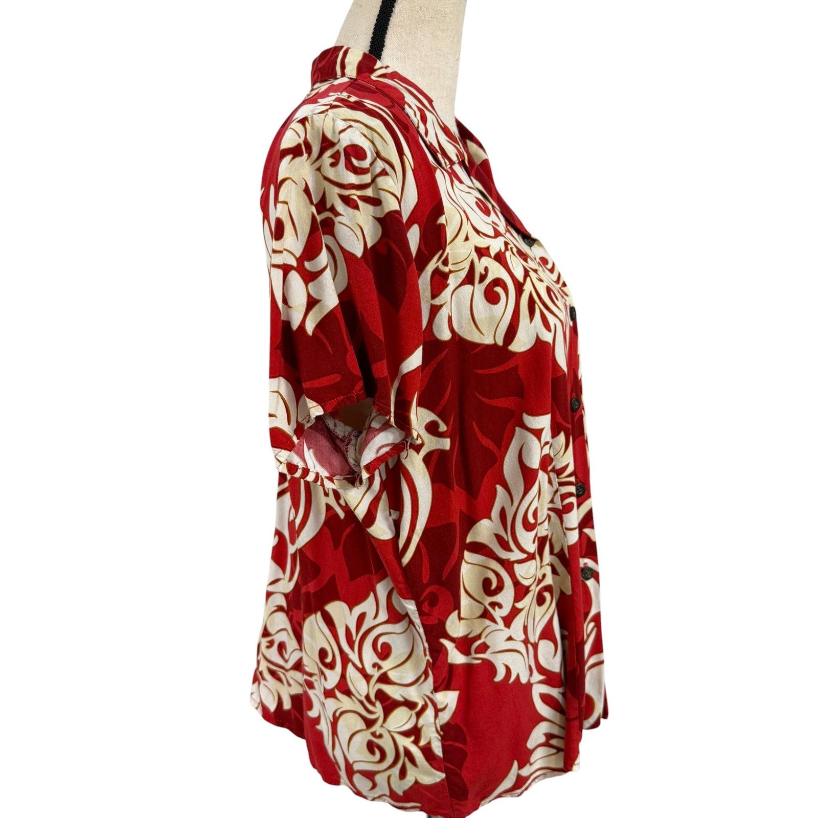 VTG 90s Hawaiian Reserve Collection Red Floral Aloha Shirt