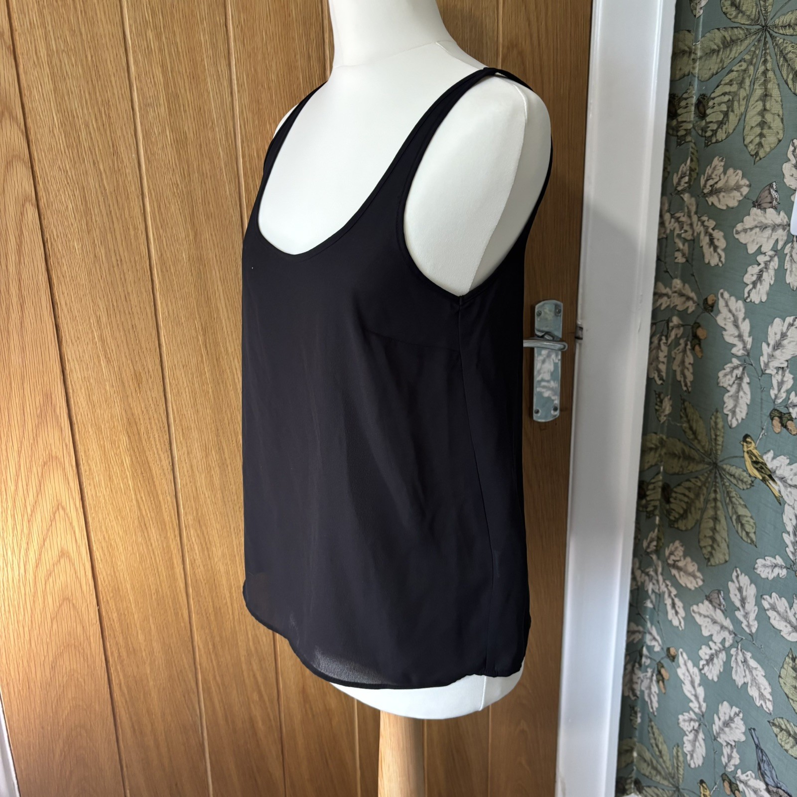 Coquette Fairy Grunge Sheer Black Chiffon Layering Cami Top UK 6 Primark