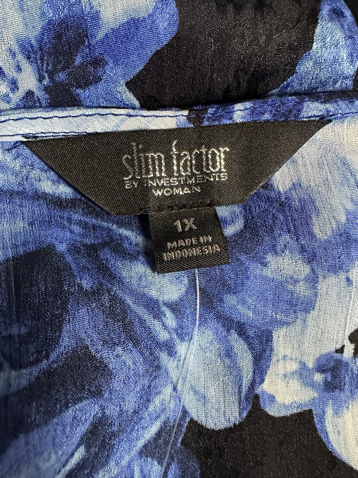 Slim Factor Investments Tunic Top Shirt Blouse 2X Chiffon 3/4 Sleeve Blue $79