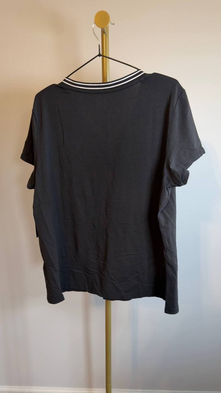 Nautica Solid Stripe‑Trim V‑Neck T‑Shirt Black XL NWT $24.99