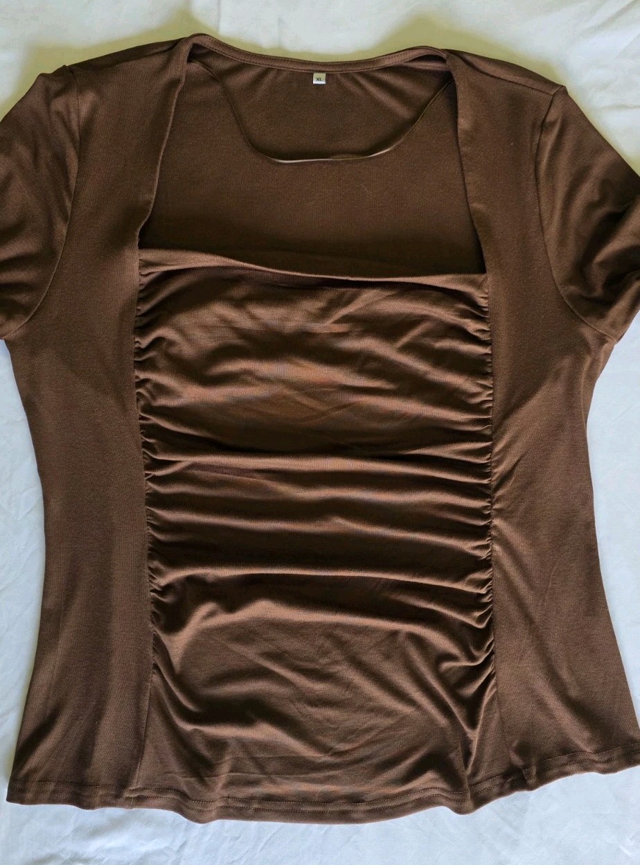 Women’s Square Neck Long Sleeve Ruched Shirt, Cottage Core