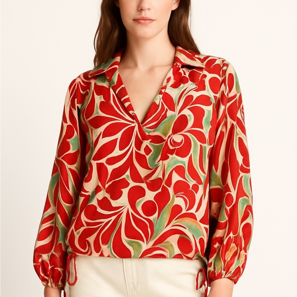 RIXO London red floral top Size Small