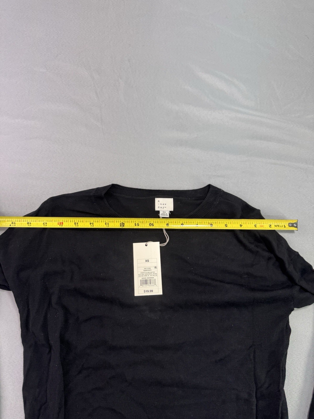 A New Day Long Sleeve T-Shirt Womens Sz XS Black Acrylic Rayon Stretch Thin NWT