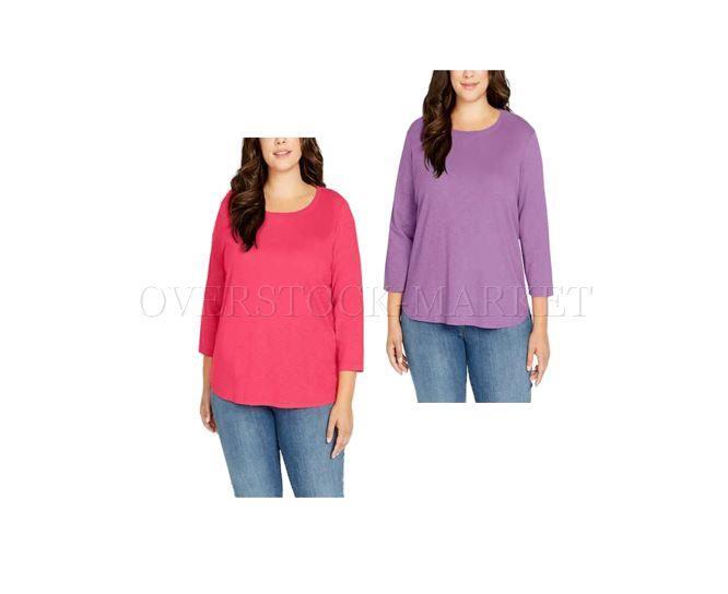 NEW! WOMENS KIRKLAND SIGNATURE 3/4 SLEEVE TEXTURED SLUB TEE SHIRT! VARIETY