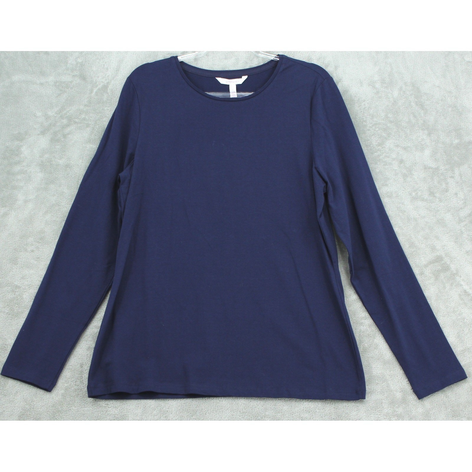 Long Tall Sally LTS Basics Top Womens Large Navy Blue Crew Neck Tee Comfort New