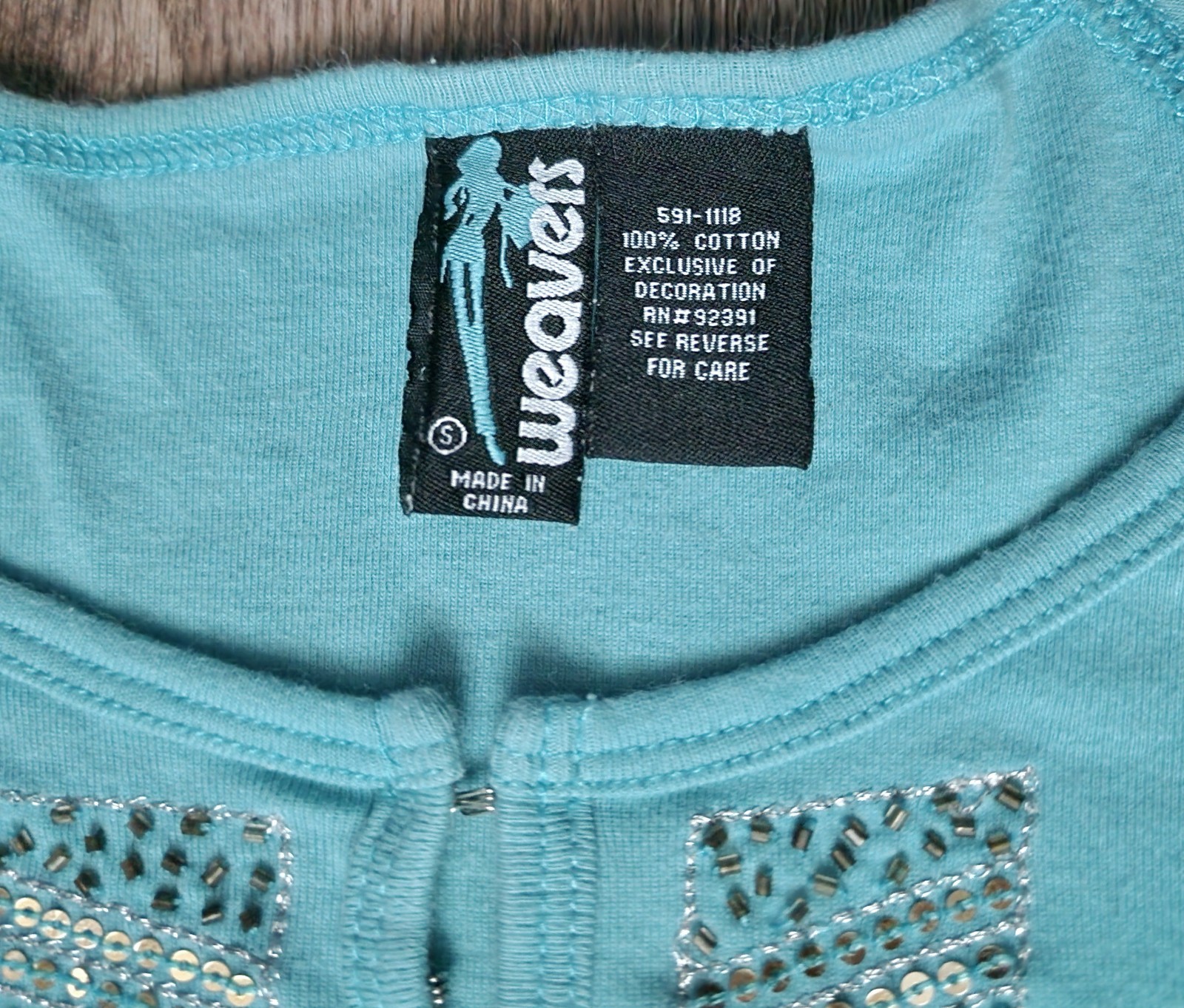 Weavers Aqua Blue Cap Sleeve Top Sequin Front Hook Eye Junior S Lightweight Y2k