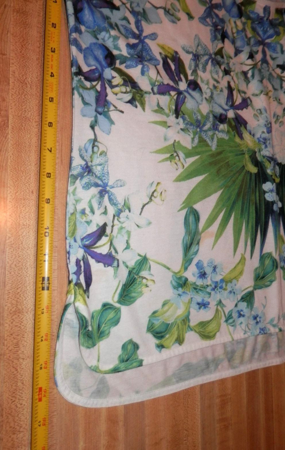 Liz Claiborne Sleeveless Cotton Knit Top sz. 1X White/Blue.Green Tropical Print