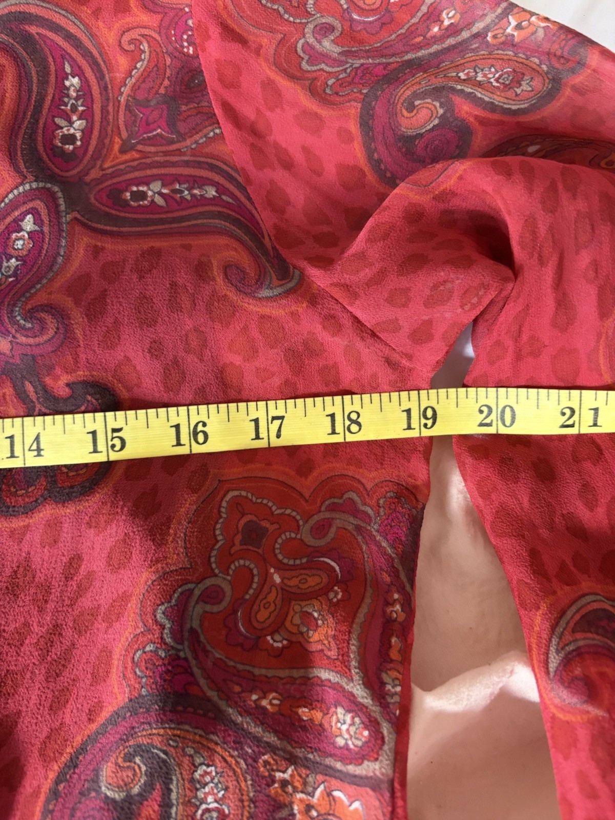 VNTG Y2K New York City Design Red Silk Paisley Leopard 2in1 Blouse Top Career S