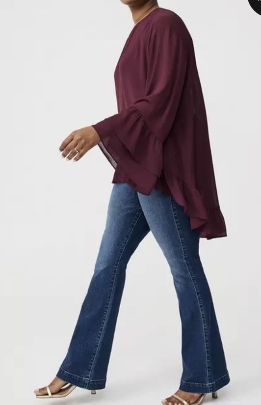 TORRID TUNIC CHIFFON BLOUSE LONG SLEEVETOP 6 6X 6XL 30 NEW