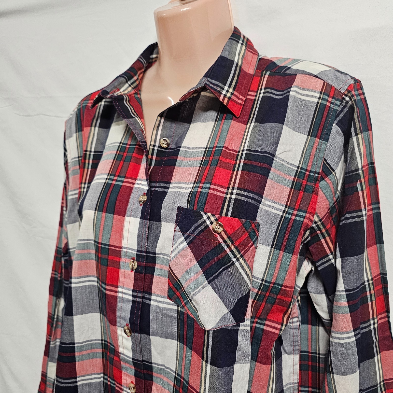 Mervyn’s Casual Top Blouse Shirt Women Size 16 Plaid