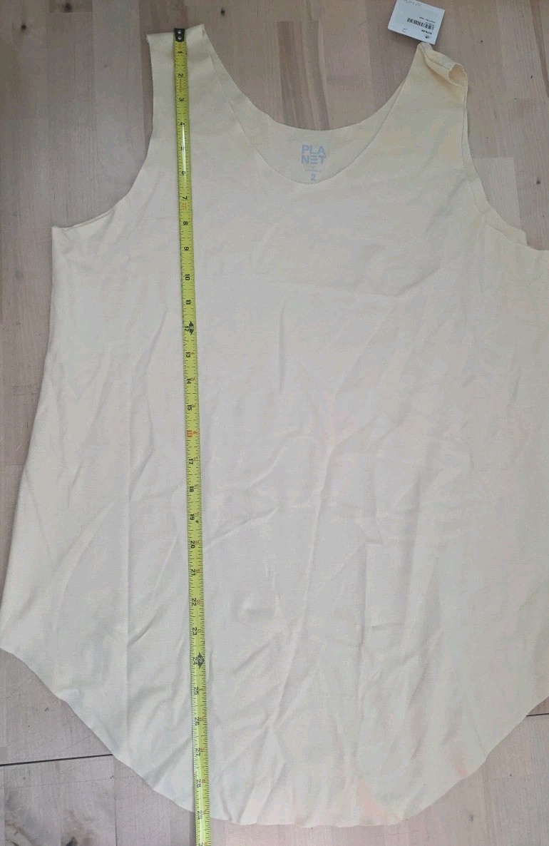 PLANET By Lauren G Scoop Neck SHIRTTAIL Tank Top Pale Yellow Size 2 US 10/14 NWT