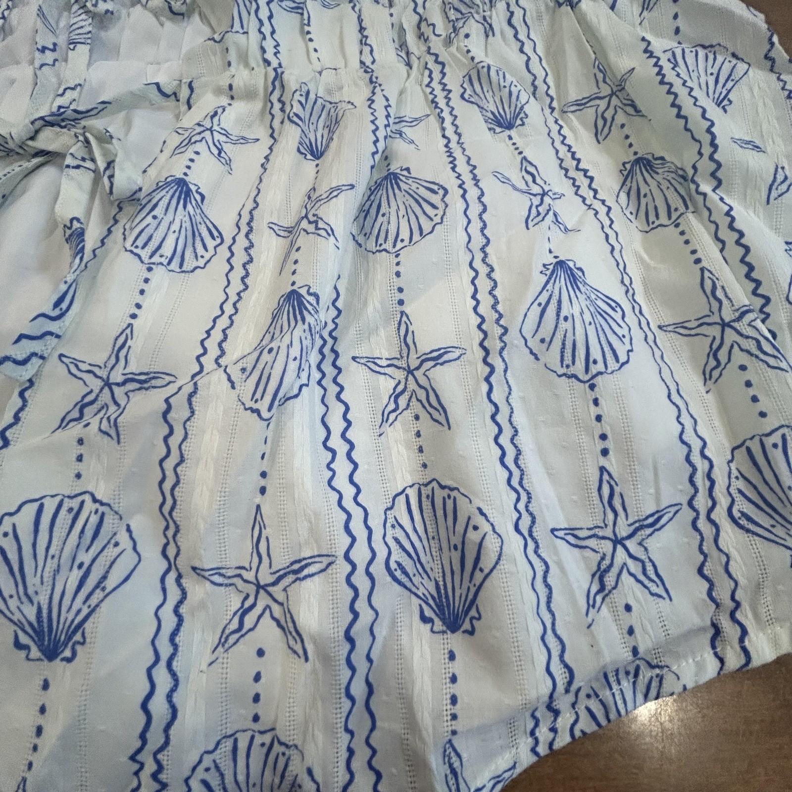 Bloomchic Tunic Shirt Womens 18-20 White Seashell Starfish Tie Waist Lined