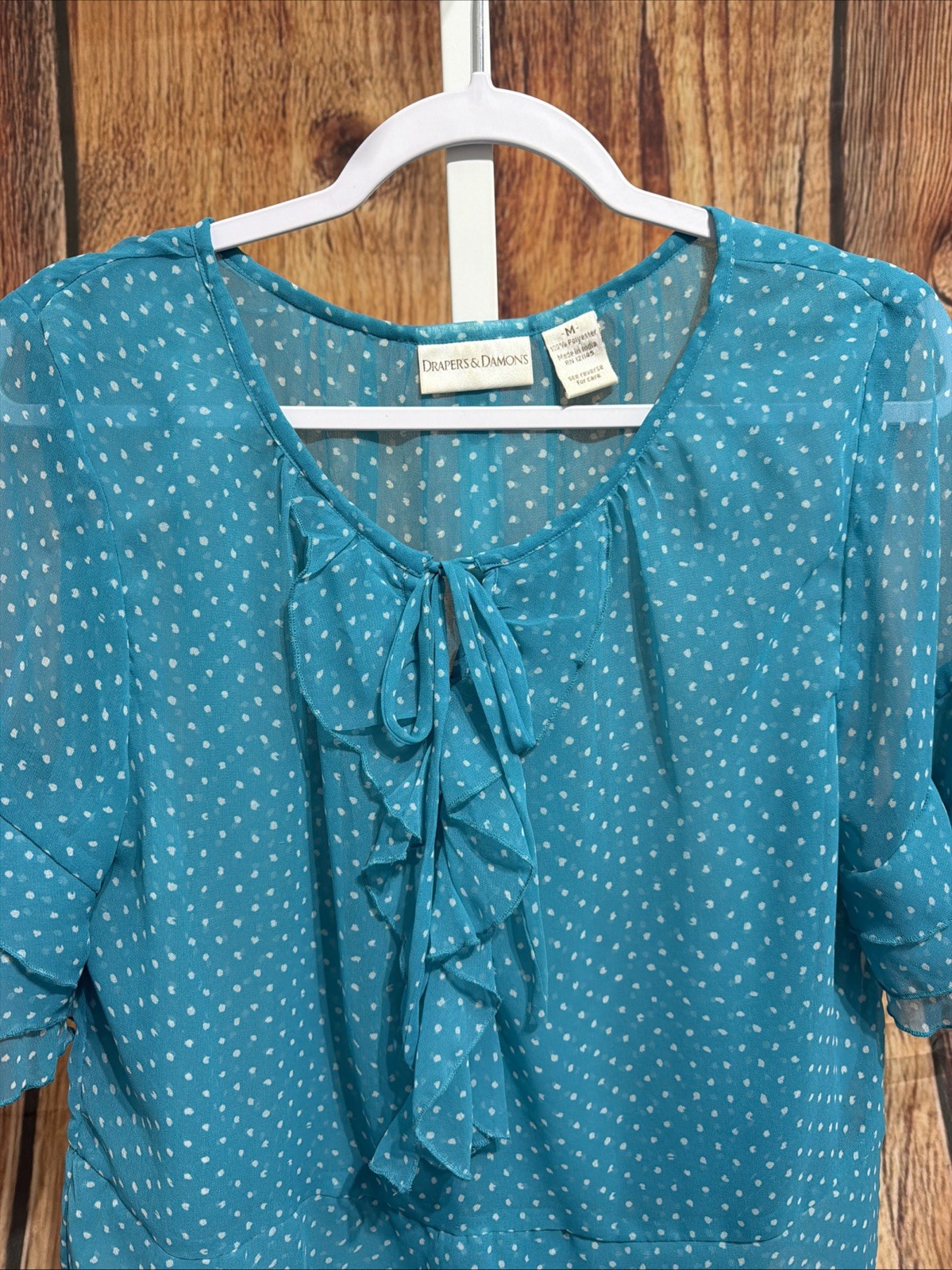 Draper’s & Damon’s Sheer Ruffle Sleeve Blouse Size Medium J-2