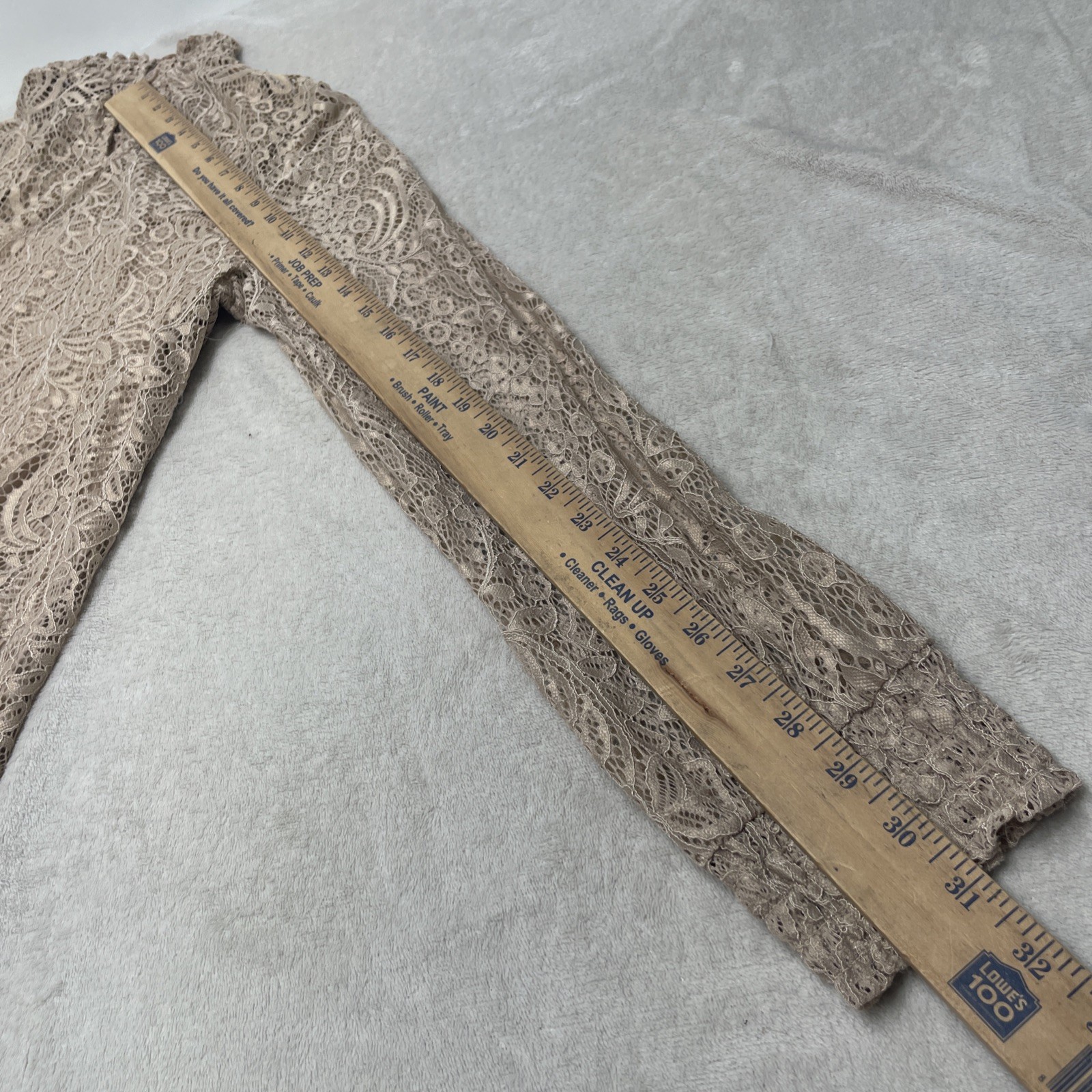 Lace Crochet Top CABLE & GAUGE Blouse M Beige Lined Boho Elegant Prairie Cottage