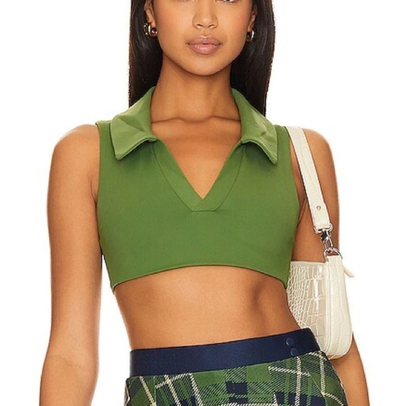 WeWoreWhat Polo Bra Size Medium Court Green Retail $78