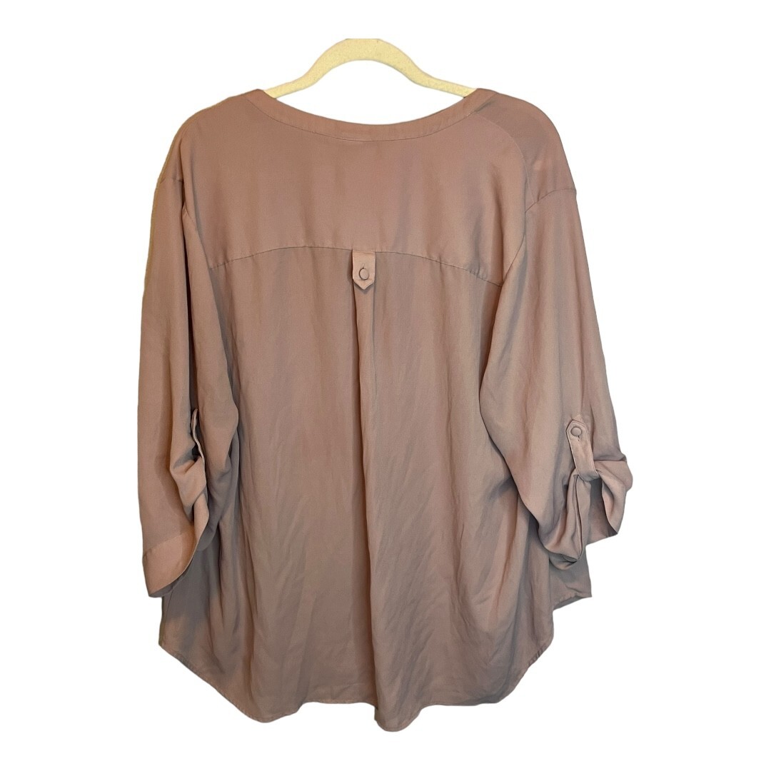 Torrid Blouse Women’s 3X Harper Georgette Pullover 3/4 Sleeve Pink