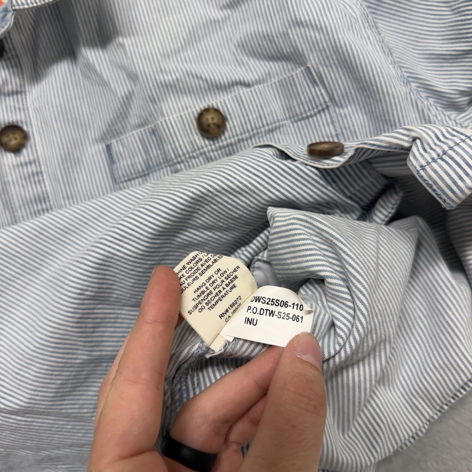 Dovetail Workwear Pin Striped Elbow Patch Button Up Shirt Shacket Womens XL