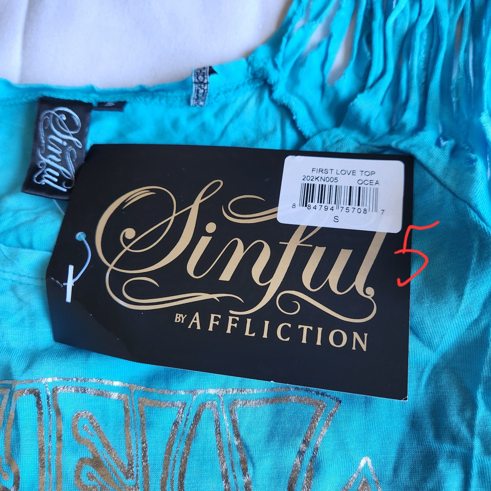 Sinful By Affliction First Love Women’s S Blue Biker Y2K Cyber Grunge Top Shirt