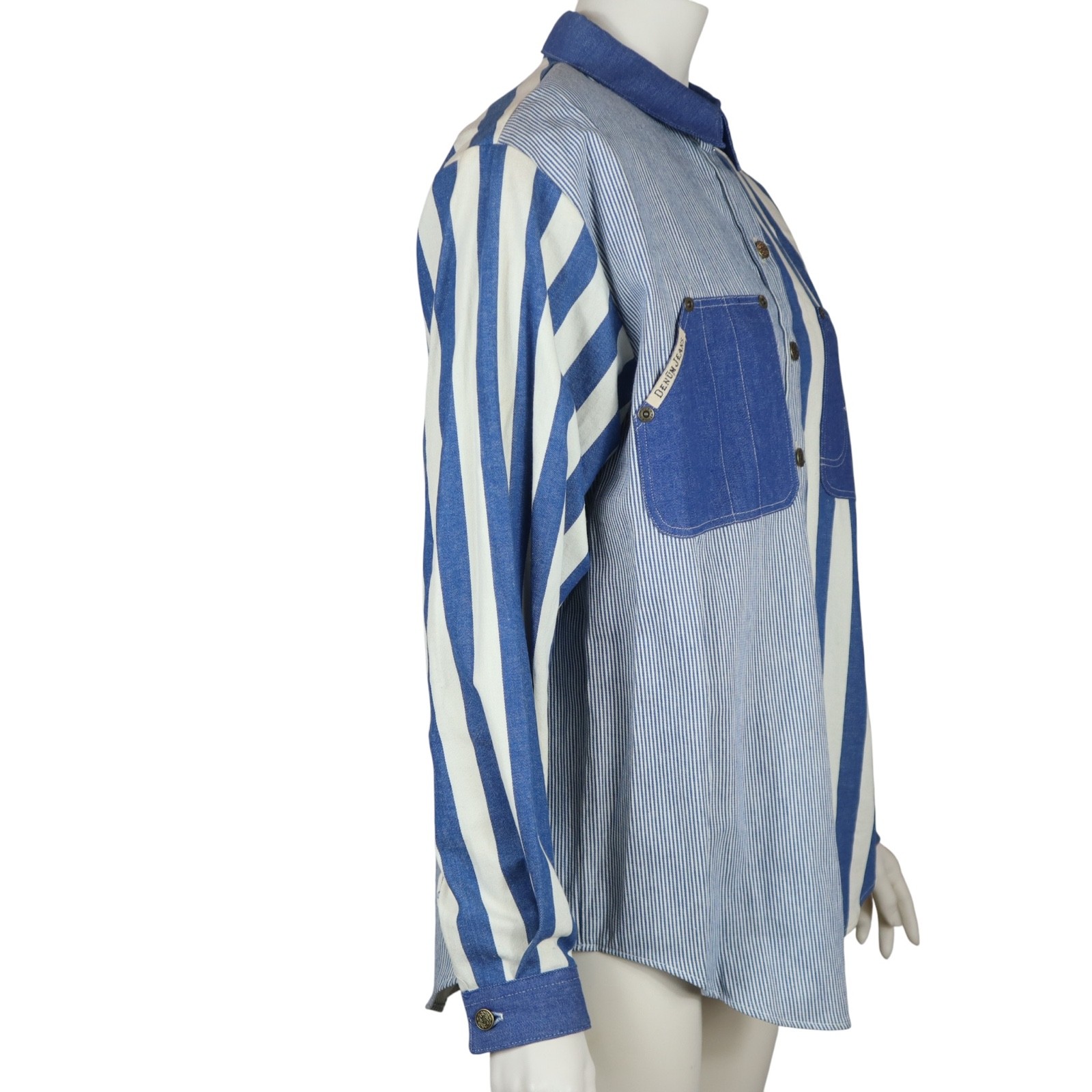 Vintage Denum Jeans Stripe Shirt Western Denim Pockets USA 90s Women’s Medium