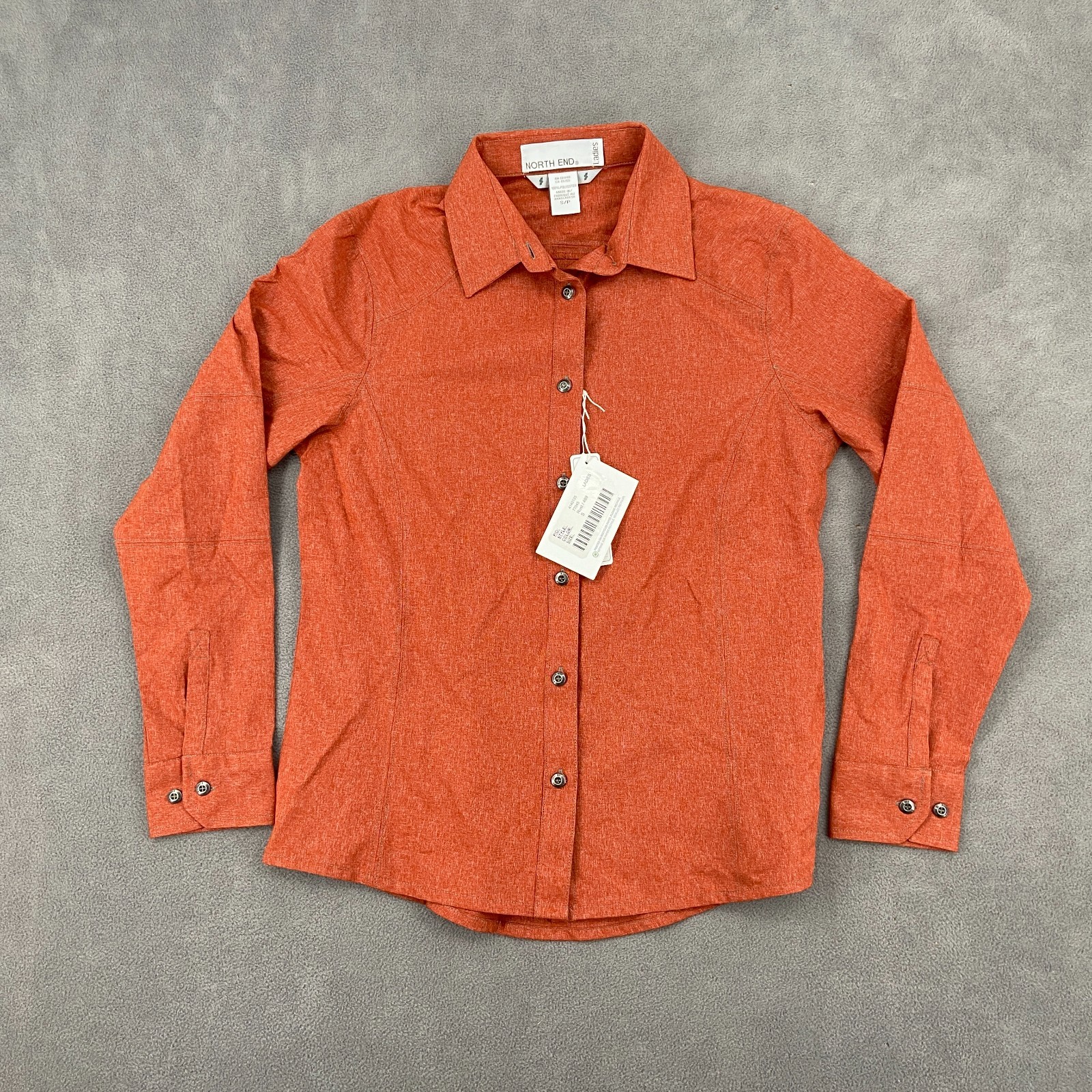 North End Shirt Women Small Rust Orange Performance Long Sleeve Casual Button Up
